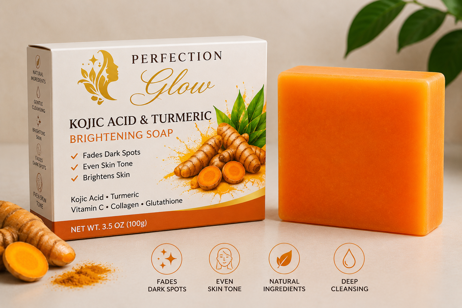 Perfection Glow Kojic Acid & Turmeric Brightening Soap